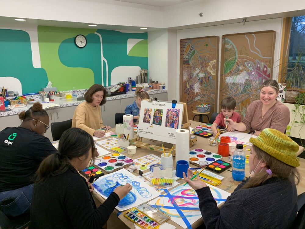 group of people creating art at mint museum randolph