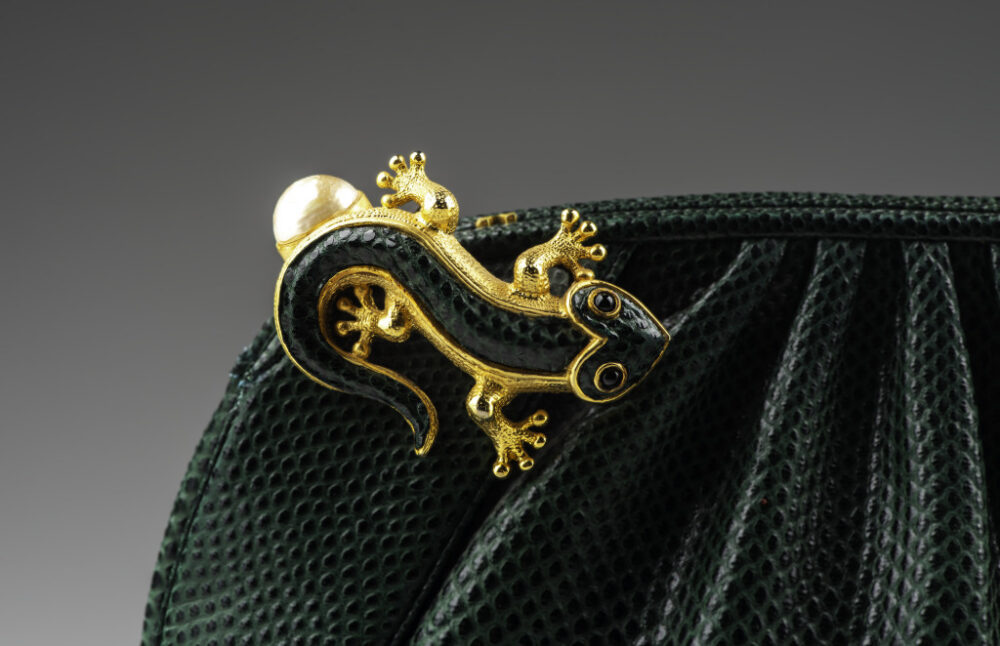 Judith Leiber Purse: Green lizard