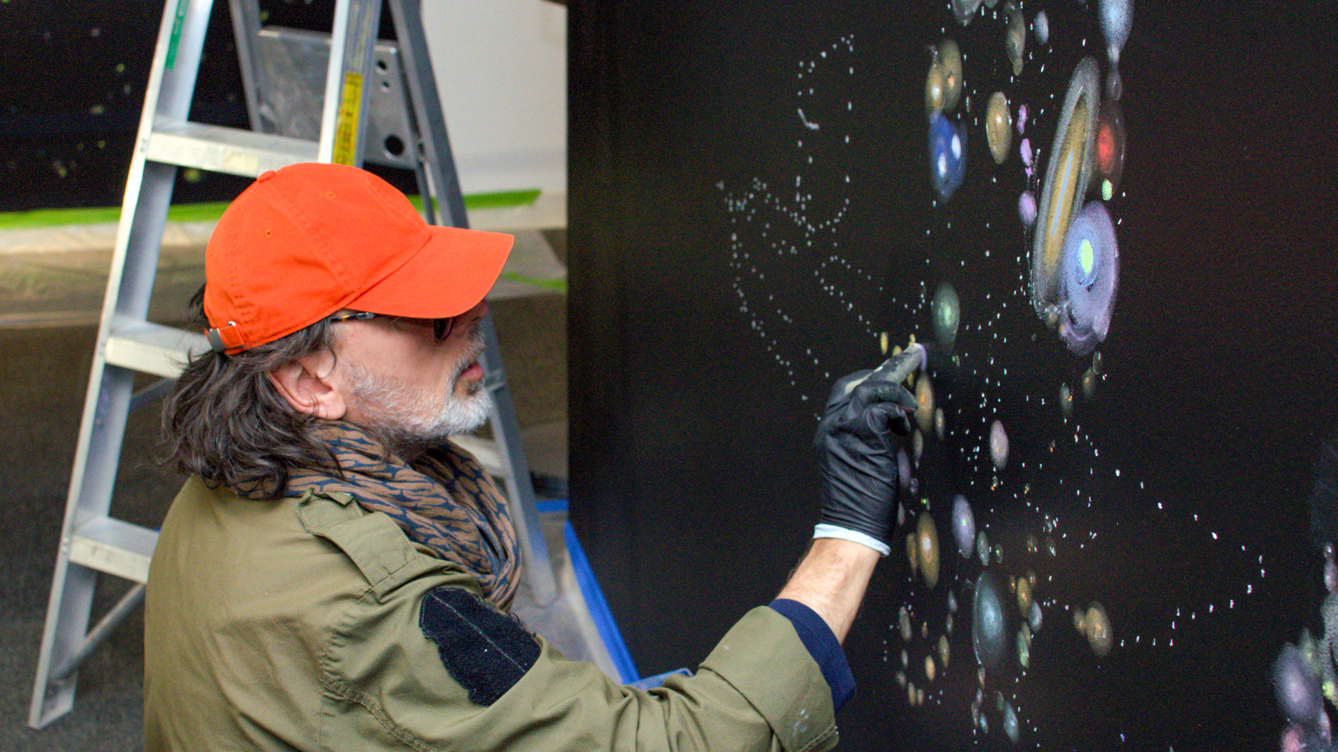 In-progress photo of Mars Drawings in the Heritage Gallery